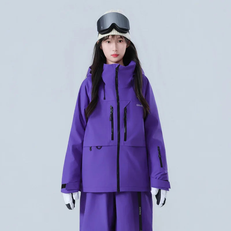 Unisex Waterproof Ski Overall with Hood and Heated Zipper Closure Windproof Women's Accessories for Skiing