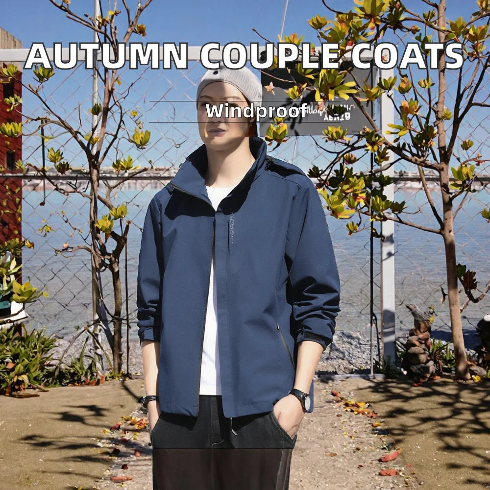Men's Casual Print Hooded Windbreaker Jackets for Autumn Winter Sports Waterproof Windproof Fashionable for Couples Climb