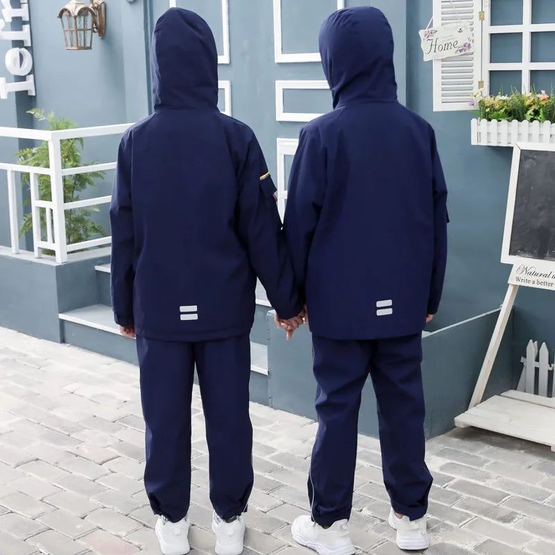 YM Winter Children's Unisex School Uniform Sets Three-in-One Two-Piece Warm-Keeping Thickened 100% Polyester