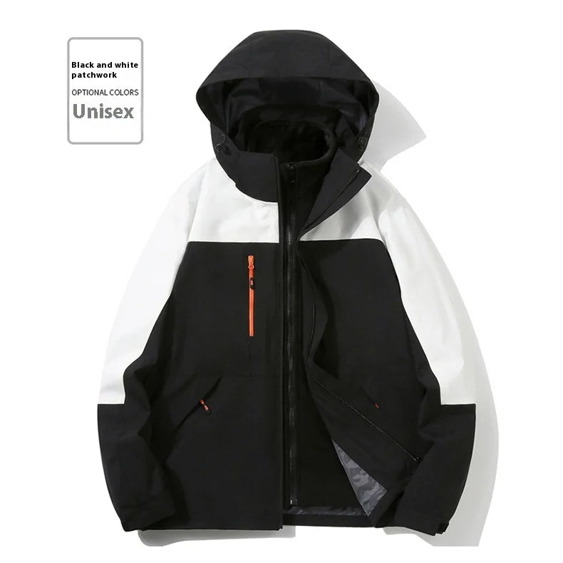 Men's and Women's Long Sleeve Stand Fleece Jacket Universal Waterproof and Windproof for Outdoor Travel Spring Zipper Woven