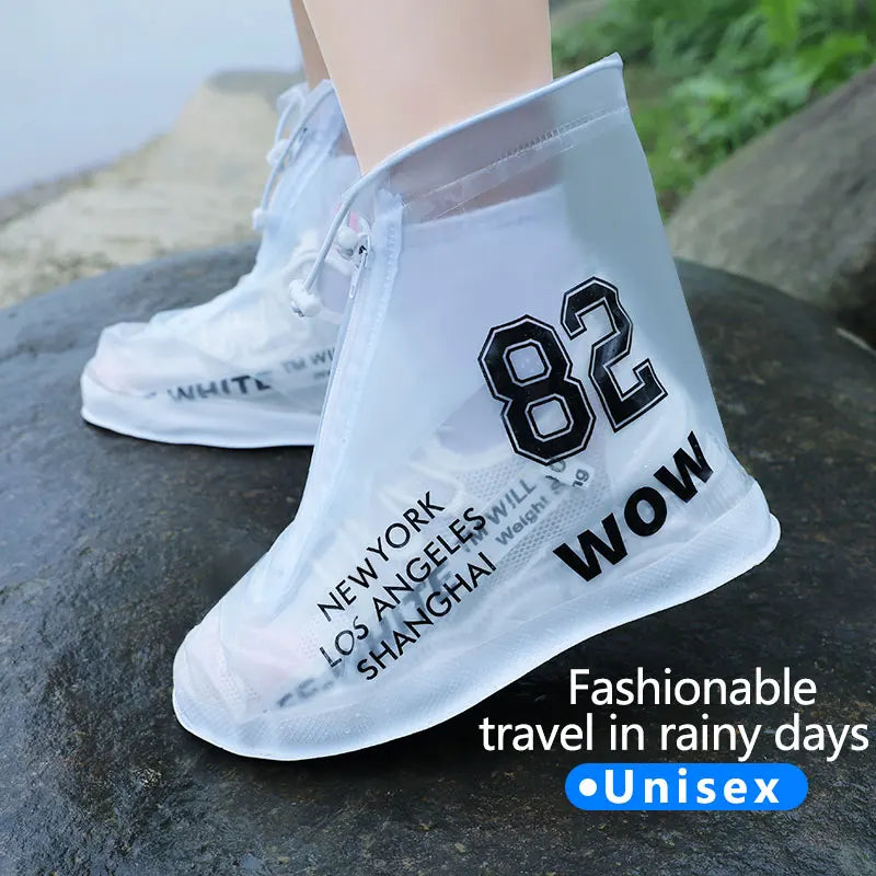 New Style Unisex White Pink Rain Boots Eco-Friendly Cartoon Design for School and Outdoor Activities Adult Shoe Cover Customized