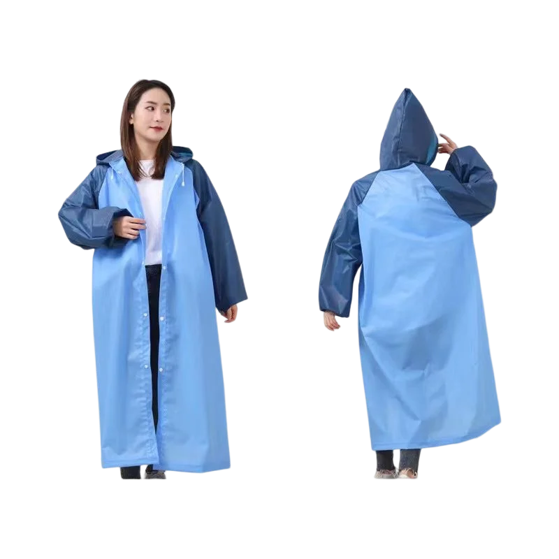 Unisex 3-in-1 Lightweight Hooded Rain Poncho EVA Waterproof Raincoat Work Bicycle Motorcycle-Reusable Men Women Custom Logo