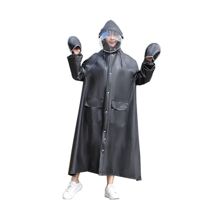 Customizable Men's Women's Long Thickened EVA Adult Raincoat Pink PVC Poncho Logo Decoration One Pocket Hiking Reusable Bikers