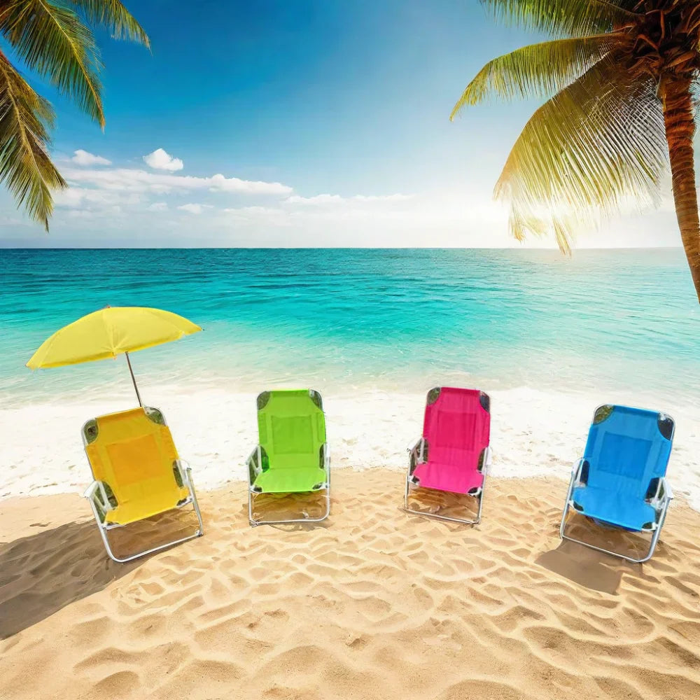 Portable Outdoor Foldable Luxury Beach Chair With Automatic Open Umbrella Baby Kids Friendly Light Weight Fabric for Camping