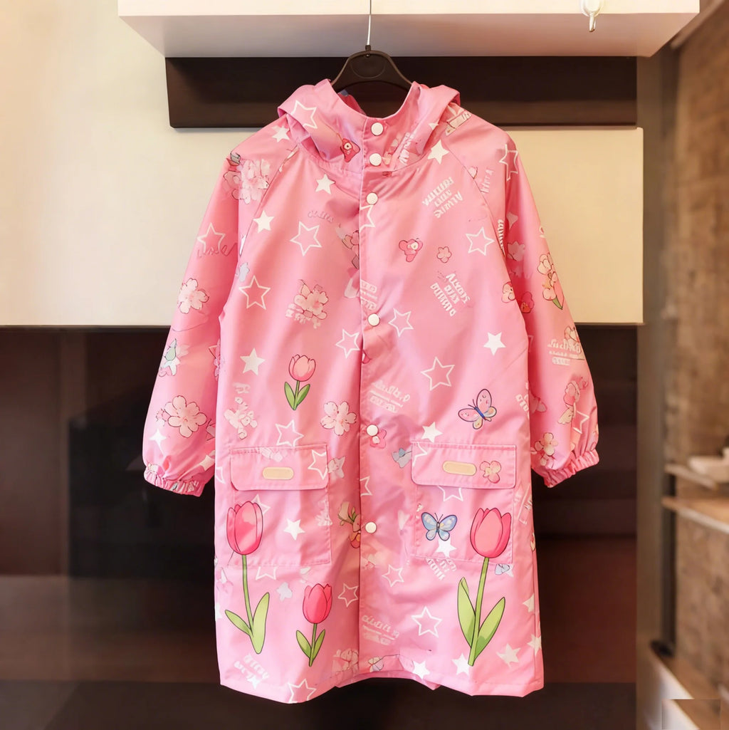 Outdoor Lightweight Windproof Waterproof Rain Poncho for Middle Large Boys/Girls Durable Cartoon Design ECO Friendly Raincoat