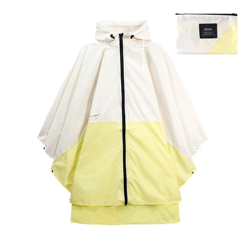 Stylish Polyester Rain for Poncho Waterproof Raincoat with Hood Zipper Free Size for Back to School Camping Travel