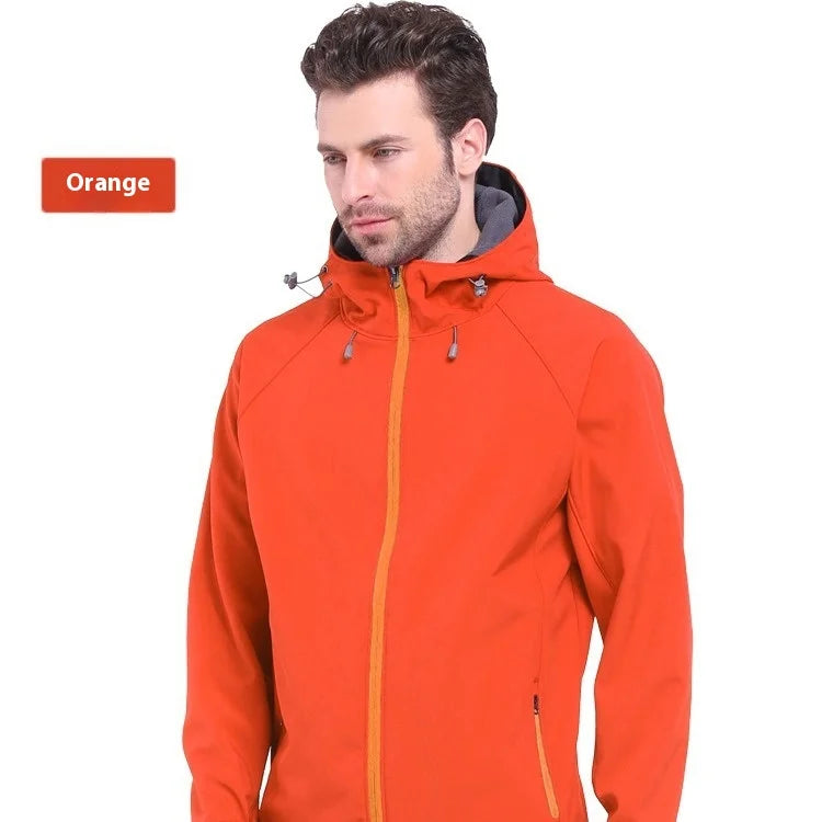 Outdoor Soft Shell Jacket for Men Women Stand Windproof Fleece-Lined Thickened for Spring Winter Mountaineering Plus Size