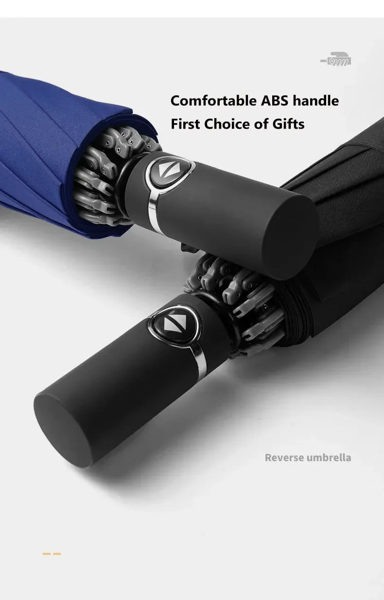 Waterproof Umbrella Custom Prints Business Gift Inverted Automatic 10 Ribs 3 Folding Umbrella Reflective Stripe