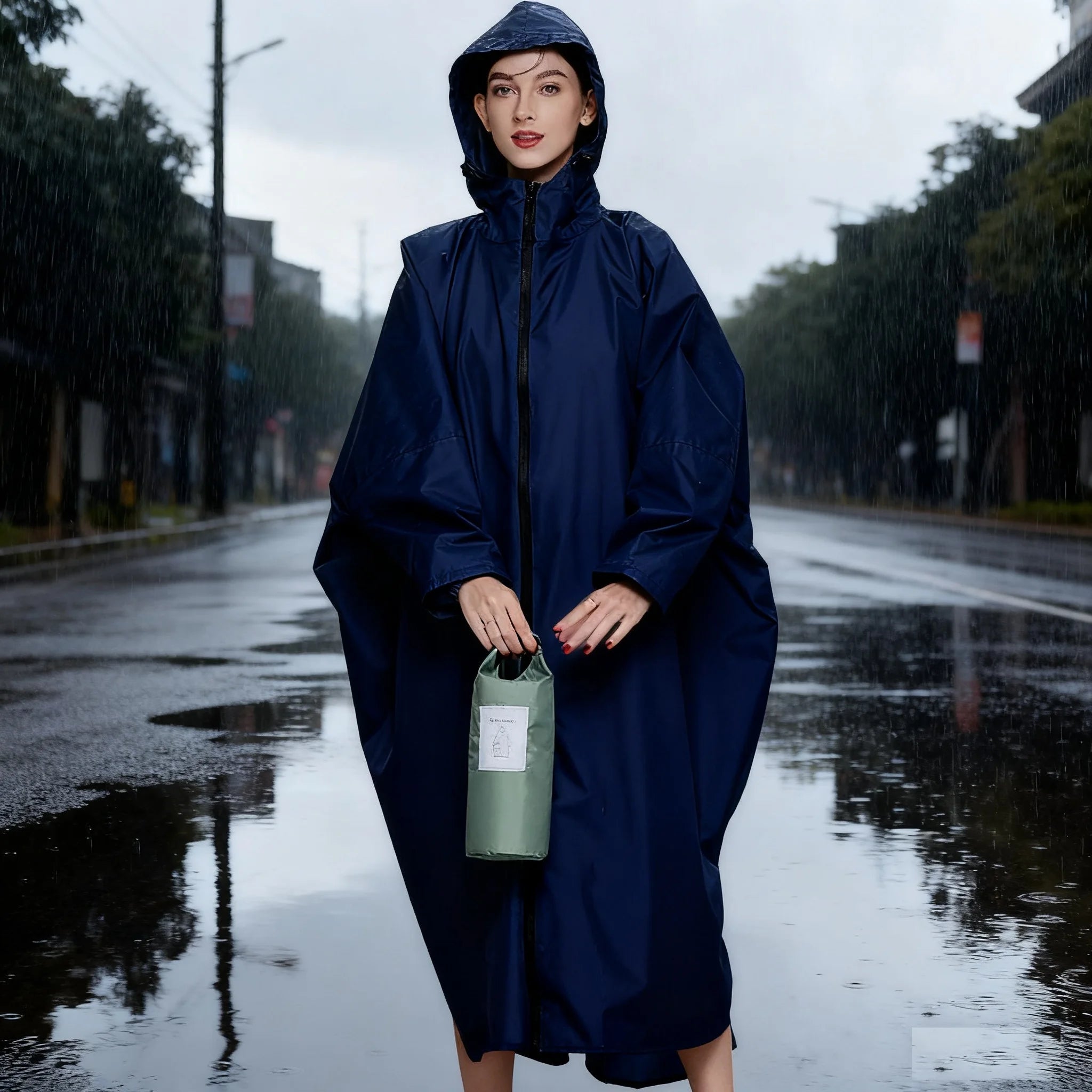 Japan Korea Style Adult Cycling Hiking Outdoor Raincoat for Men Women Couple Thickened Waterproof Rain Poncho with Separate Bag