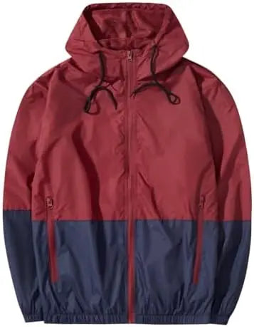 Stylish Outdoor Windbreaker Jacket with Hood Lightweight Pocketed Raincoat for Spring and Autumn