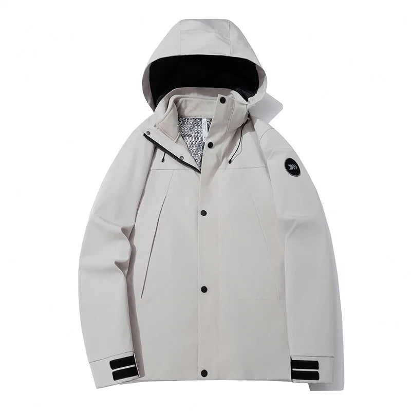 Autumn Winter Three-in-One Outdoor Two-Piece Mountaineering Suit for Men Women Stand Zipper Windproof Thickened Warm Jacket