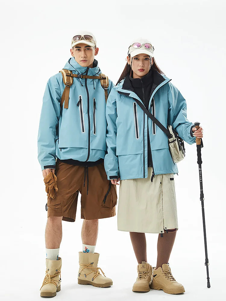 Solid Color Zipper Closure XL Size Casual Eco-Friendly Waterproof Jacket for Men Teenagers Canvas Fabric Front Logo Cotton Liner