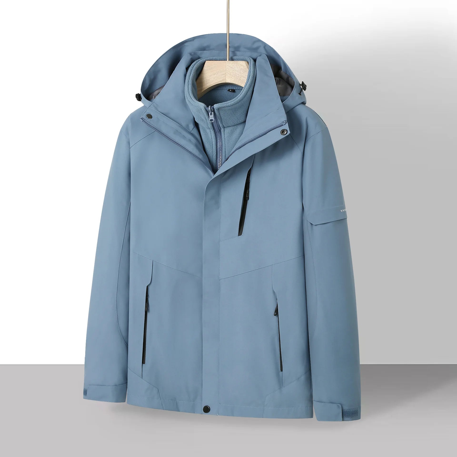 Outdoor Unisex Three-in-One Two-Piece Couple's Winter Solid Mountaineering Suit Jacket  Removable Waterproof Windproof Zipper