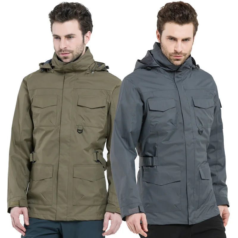 Outdoor Clothing Men's Three-in-One Detachable Fleece Waterproof Zipper Closure Nylon Two-Piece Ski Mountaineering Jacket