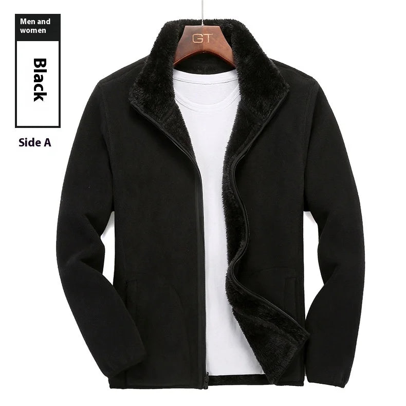 Outdoor Rush Men's & Women's Coral Fleece Coat Casual Style Thickened Spring Autumn Winter Sweater Cardigan Liner