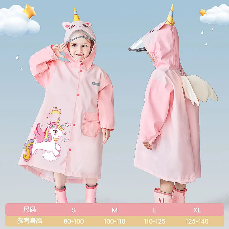 Children's Waterproof Hooded Cute Cartoon Raincoat, Suitable for Boys and Girls to Hike, Travel, and Engage in Water Activities