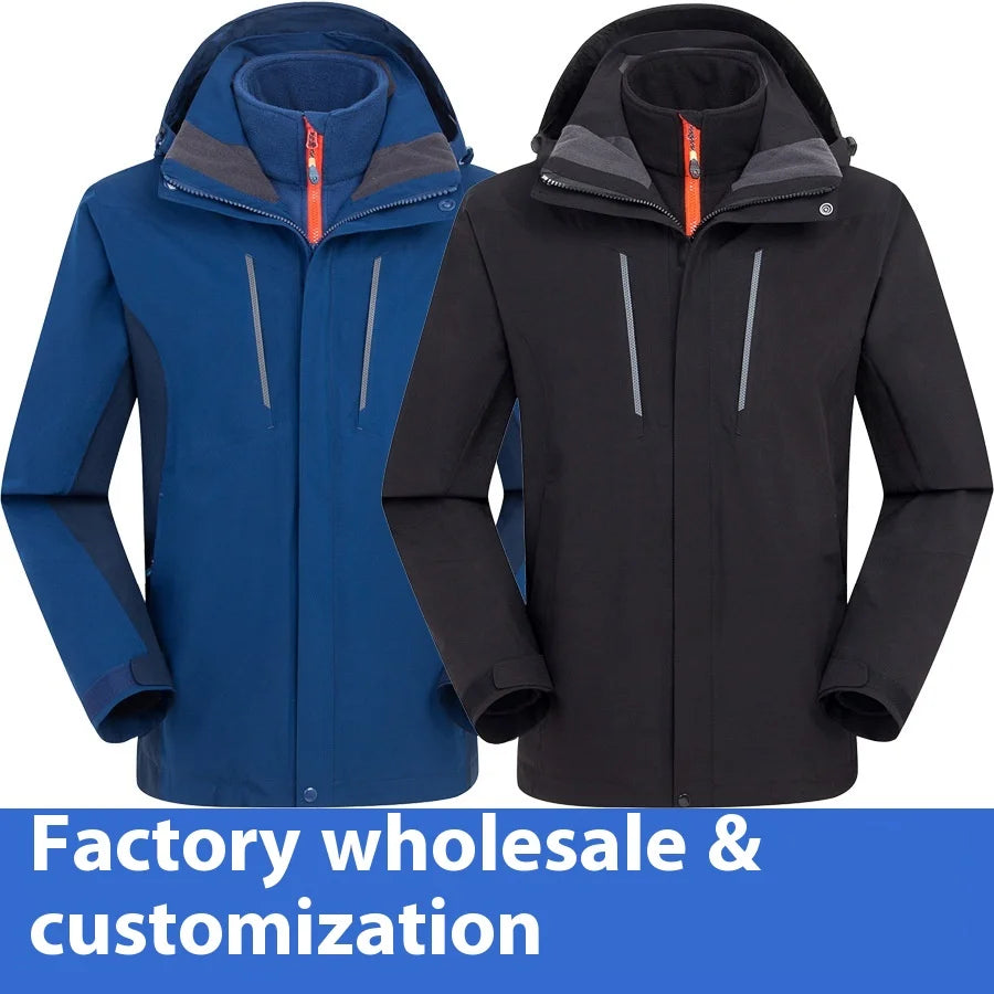 High-End Men's Cold-Proof Warm Work Clothes Winter Nylon Two-Piece Outdoor Suit Stand Windproof Team Apparel Customizable Logo