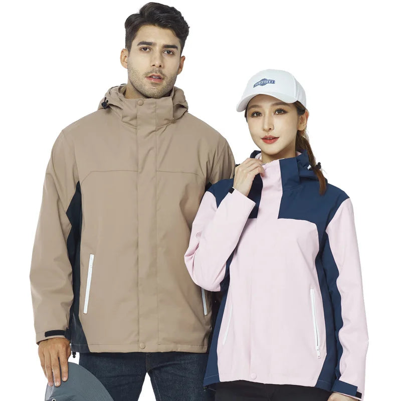 Men's Women's Three-in-One Assault Winter Work Clothes Outdoor Windproof Waterproof Hiking Jackets Printed Embroidered Logo