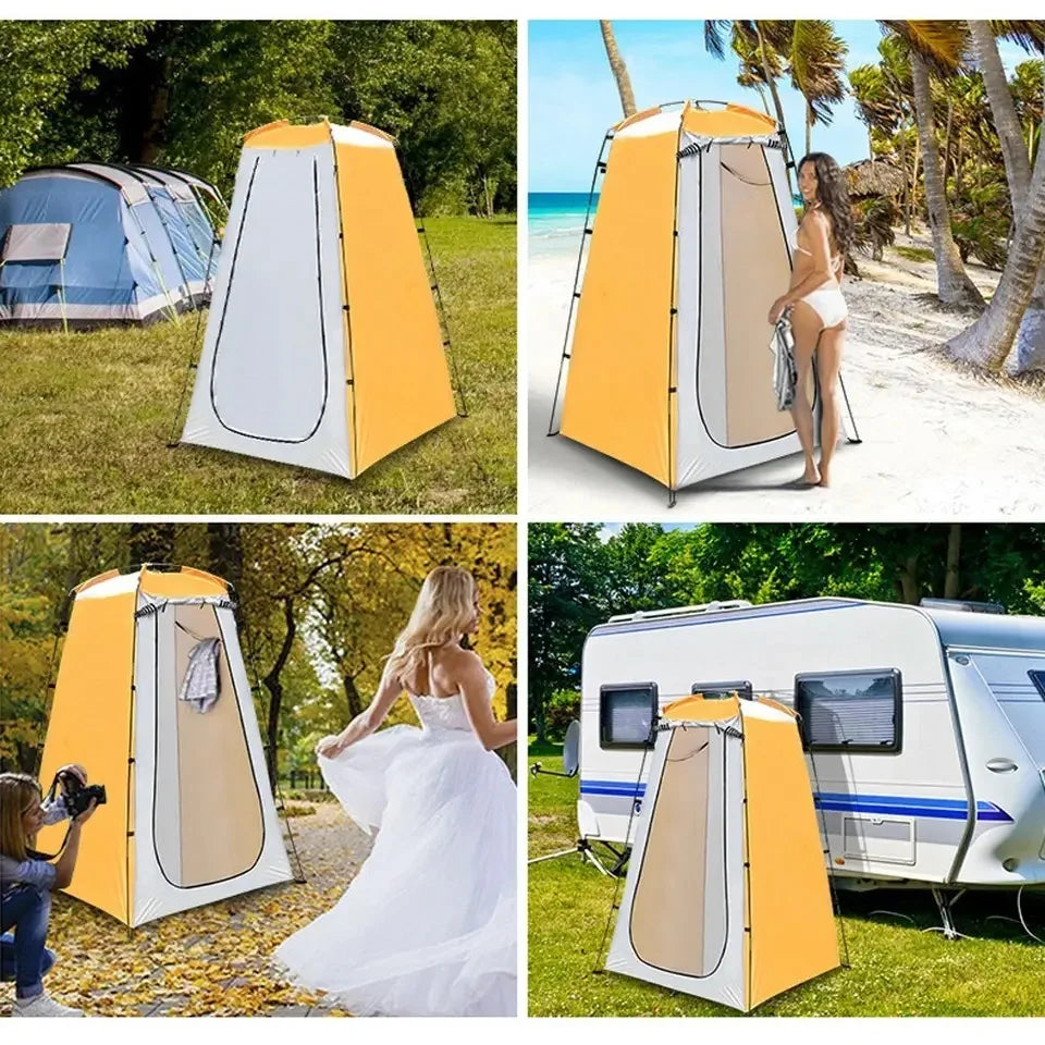 Portable Single-Layer Outdoor Travel Privacy Shower Tent Waterproof Oxford Fabric Fiberglass Spacious Dressing Changing Camping