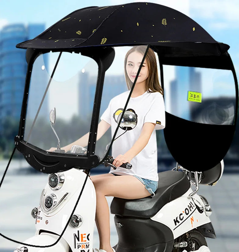Motorcycle/Electric Vehicle Umbrella Sun Shade Rain Cover Dust Proof Electric Vehicle Scooter Umbrella
