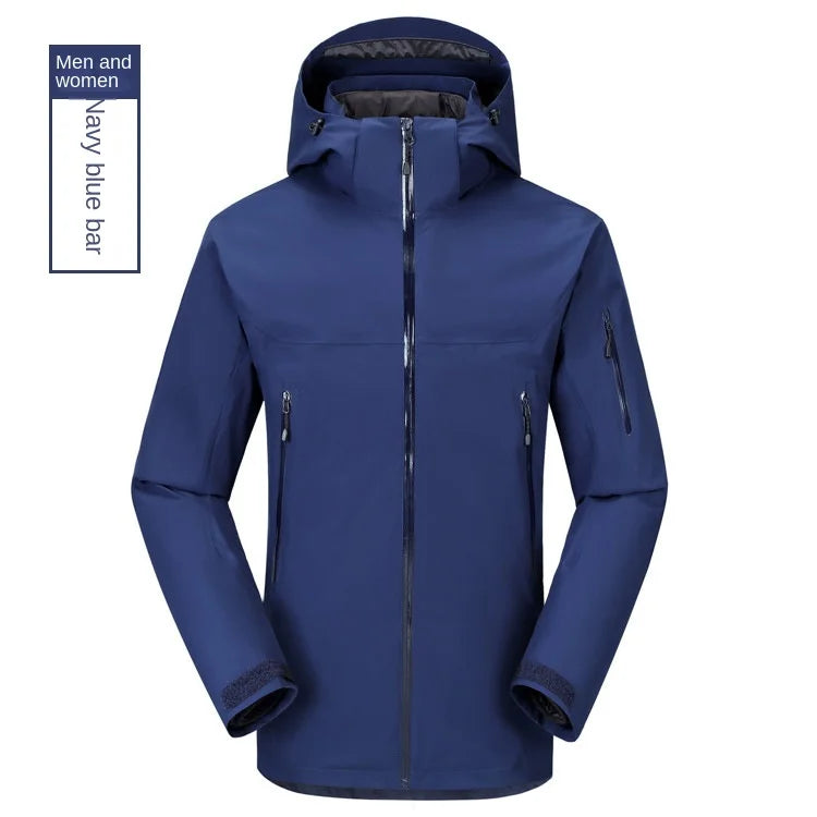 High-End Detachable Three-In-One Outdoor Jacket for Men and Women Long Sleeve Logo on Two-Piece Down Liner for Mountaineering