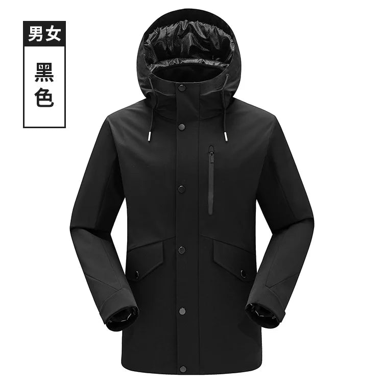 High-End Two-Piece Winter Outdoor Hiking Suit Men's and Women's Windproof Warm Woven Logo Three-in-One for Couples