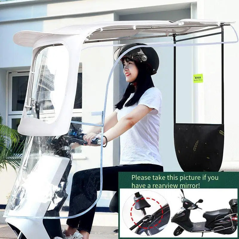 190T Manual Control Sun Shade Umbrella Dust-Proof Rain Cover for Motorcycles Electric Vehicles UV Rain Protection for Scooters
