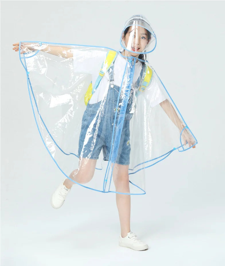 Fashion Transparent Kids Raincoat With Zipper Waterproof Cardigan for Primary Secondary School for Rainy Days Made EVA Children