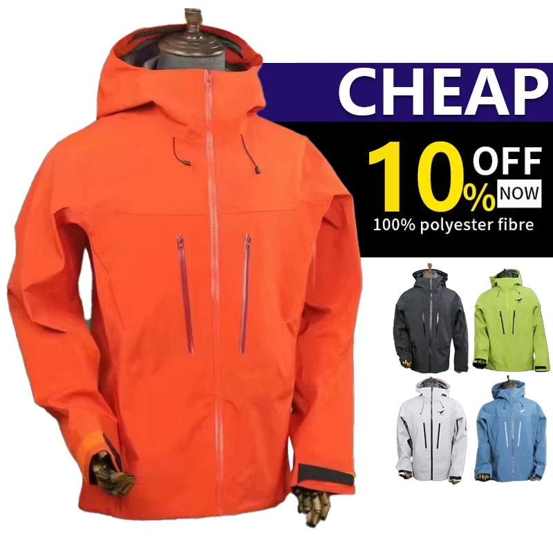Men's Wholesale Lightweight Windproof Waterproof Hooded Rain Jacket Outdoor Climb Jacket Raincoat Windbreaker Hiking Jacket