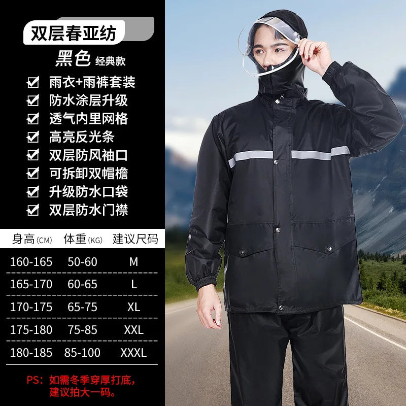 Men's Waterproof Motorcycle & Electric Car for Poncho Thickened Split Suit Raincoat for Riders Hiking-Storm-Proof