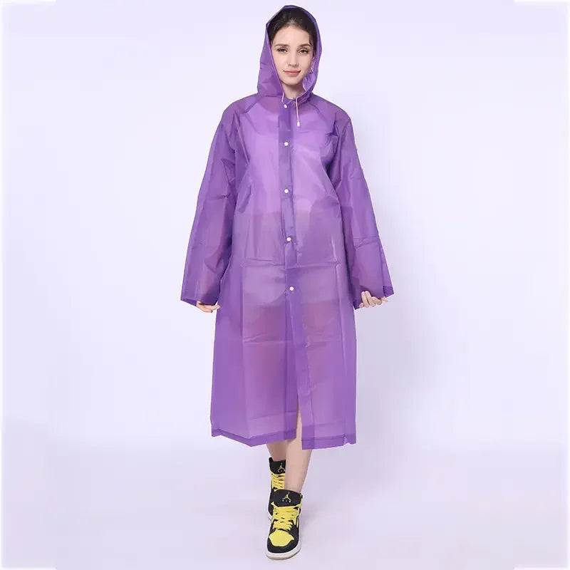 EVA Unisex Raincoat Custom Logo Printing Thickened Waterproof Rain Coat Women Men Camping Reusable Waterproof Long Raincoat
