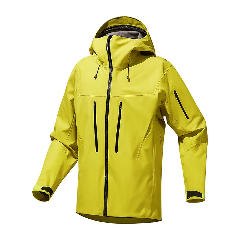 Men's Women's Hard Shell Bomber Ski Jackets Waterproof Breathable Windproof Yellow Sports Mountaineering Stand Zipper Autumn