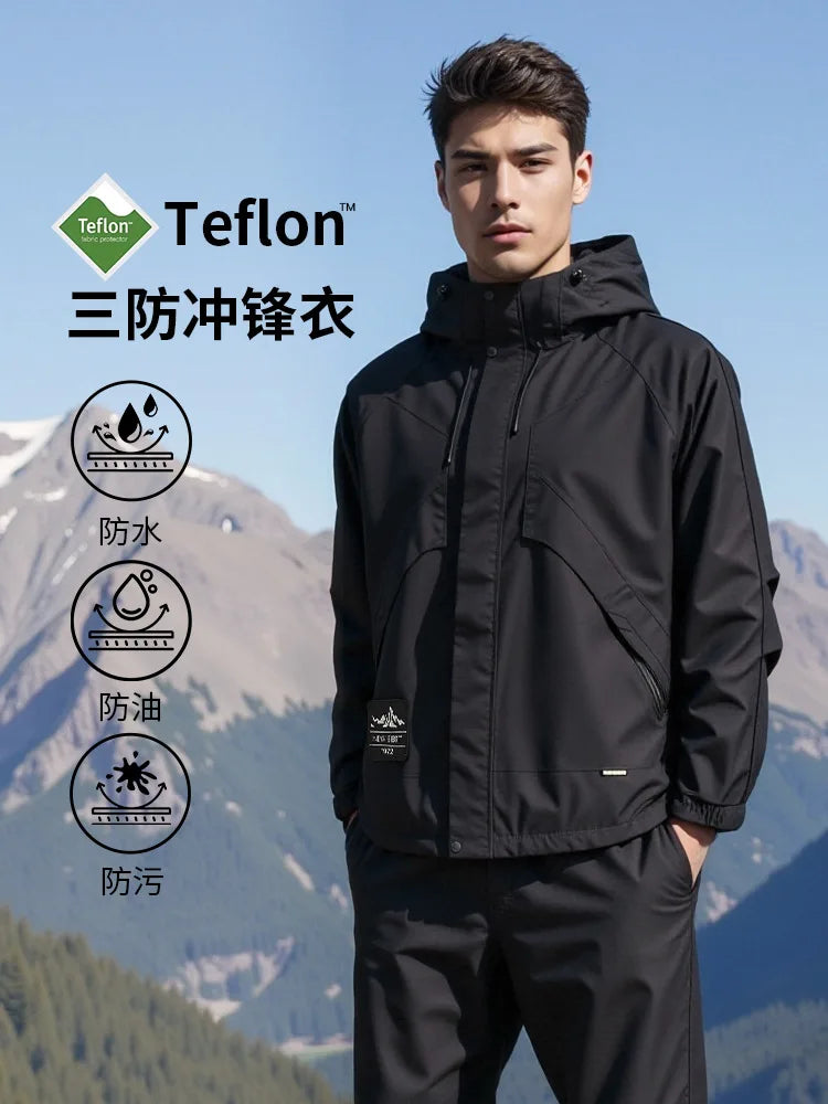 Men's & Women's Outdoor Jacket Two-Piece Set Detachable Fleece Lining Windproof Waterproof Breathable Warm Suit