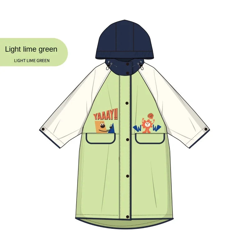 Children's Waterproof Schoolbags Raincoat for Primary School Students Boys Girls Full Body Thickened Rainstorm Special for