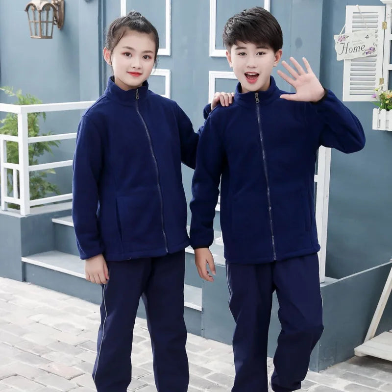 YM Winter Children's Unisex School Uniform Sets Three-in-One Two-Piece Warm-Keeping Thickened 100% Polyester