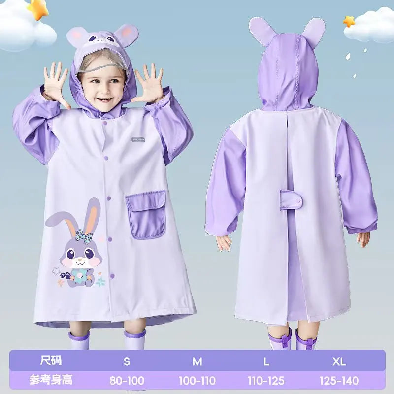 Children's Waterproof Hooded Cute Cartoon Raincoat, Suitable for Boys and Girls to Hike, Travel, and Engage in Water Activities