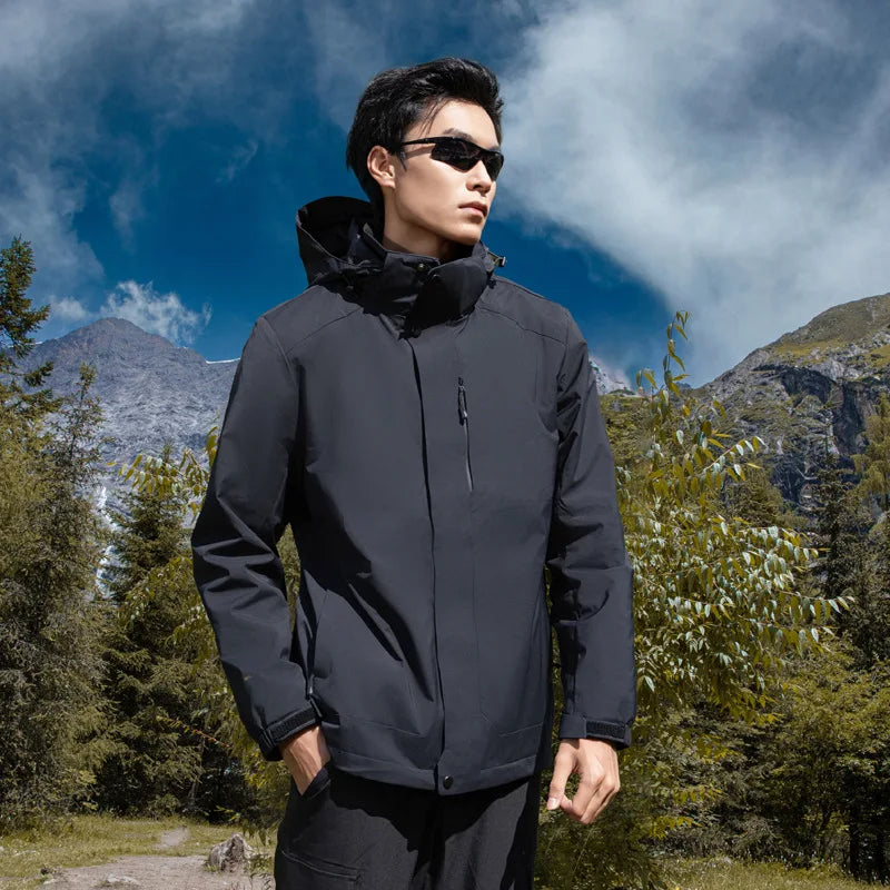 Men's and Women's Three in One Outdoor Hard Shell Jacket, High-end Windproof and Waterproof Hiking and Mountaineering Jacket