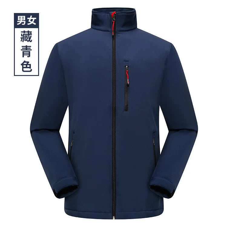 Autumn Winter Outdoor Tactical Soft Shell 100% Polyester Windproof Waterproof Breathable Thick Handsome Tough Zipper Solid Plain