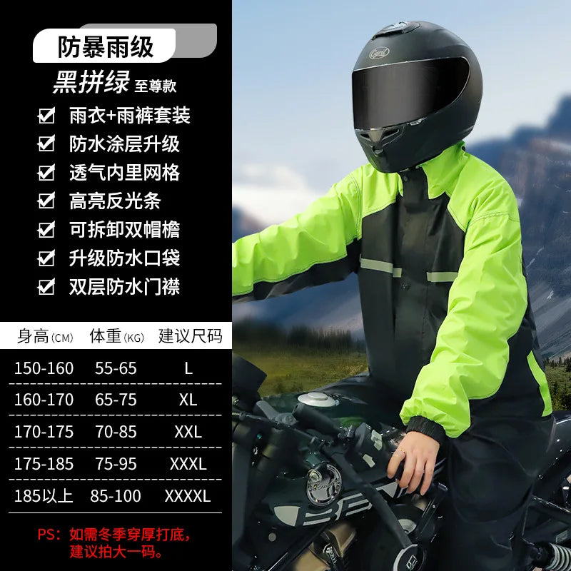 Men's Waterproof Motorcycle & Electric Car for Poncho Thickened Split Suit Raincoat for Riders Hiking-Storm-Proof