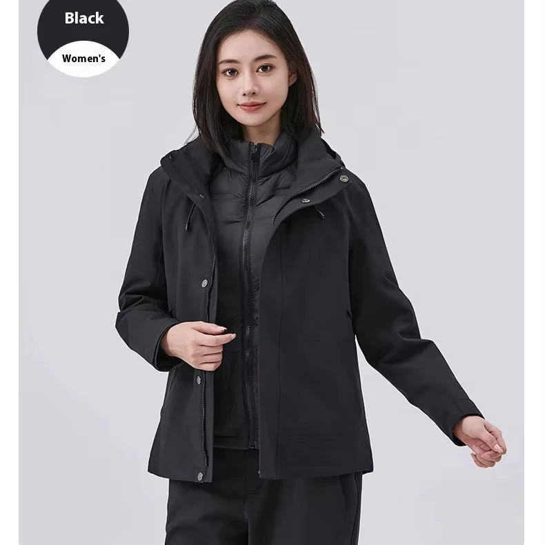 Women's Lightweight Stand Rain Jacket Autumn Spring Water Resistant Windproof 3D Embroidery Logo Zipper Prints Breathable XL