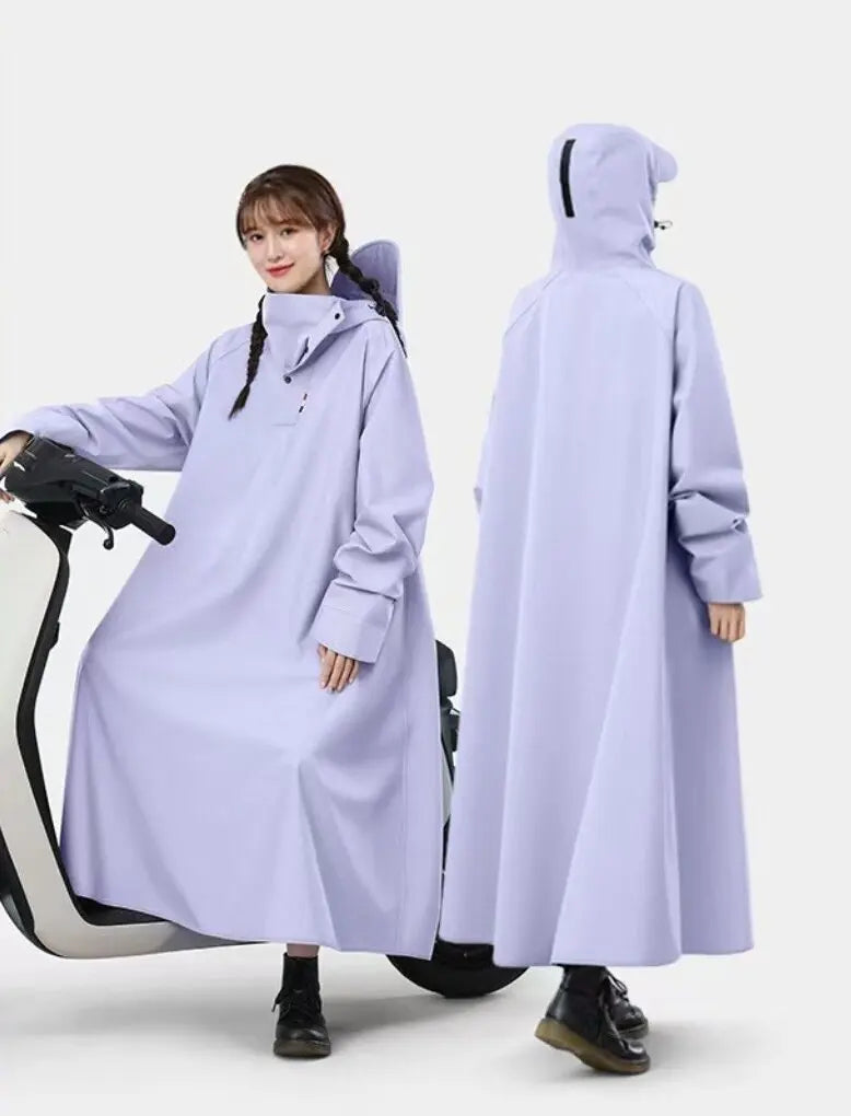 New Modern Durable Extended Loose Unisex Adult Bike Rain for Waterproof Polyester Pongee Wide Hood Brim Thickened