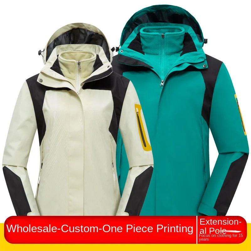 Two-Piece Three-In-One Outdoor Assault Clothing for Men Women Autumn Winter Polar Fleece Liner Waterproof Windproof Knitted