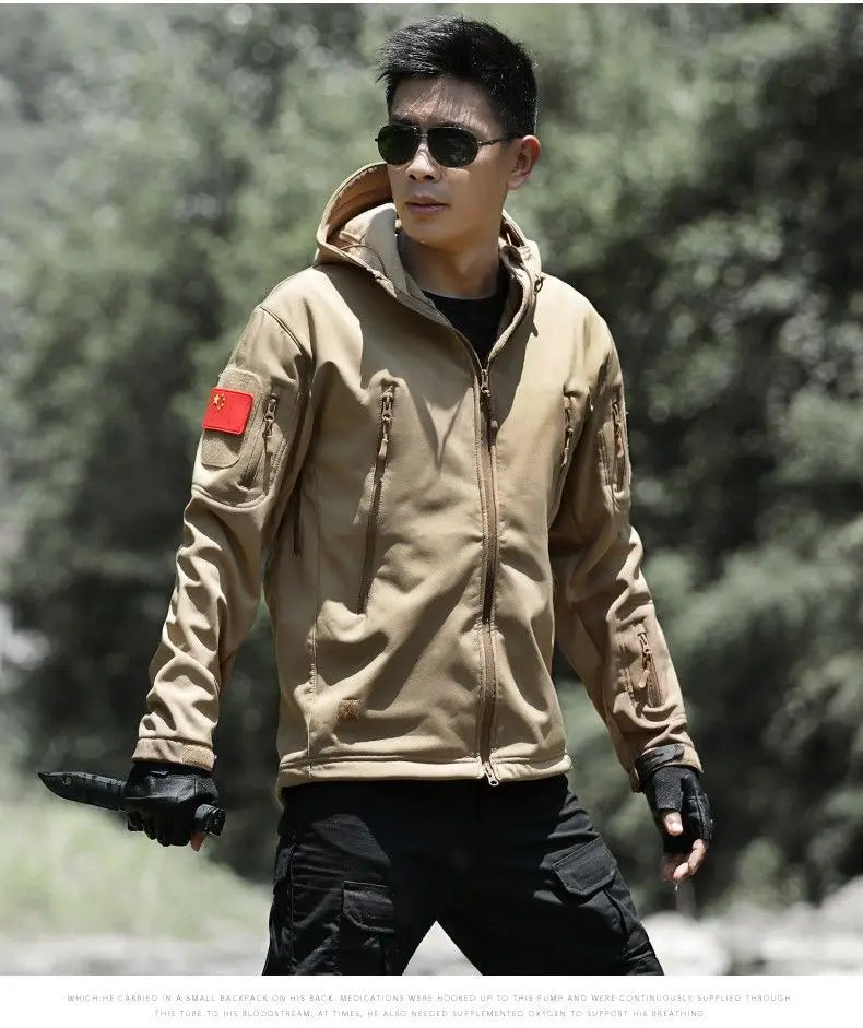 Men's Lightweight Winter Jacket Breathable Waterproof Windproof White Duck Camouflage Hoodie Fall Hiking Uniform Made Polyester