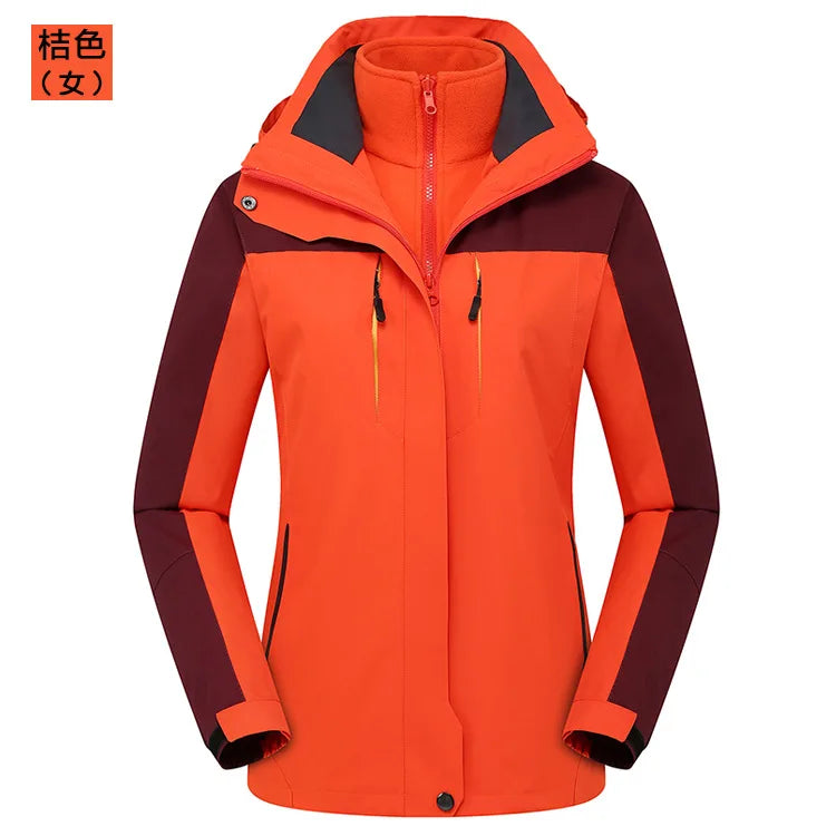 Autumn Winter Three-in-One Waterproof Overalls Men's and Women's Couples Thick Coat Zipper Closure Windbreaker Wholesale
