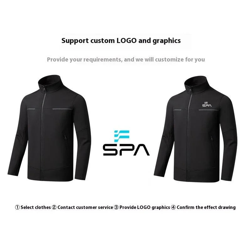 Autumn Winter High-Grade Work Wear Black Jacket Custom Logo Stand Vertical Collar Waterproof Reflective Water Repellent Jacket