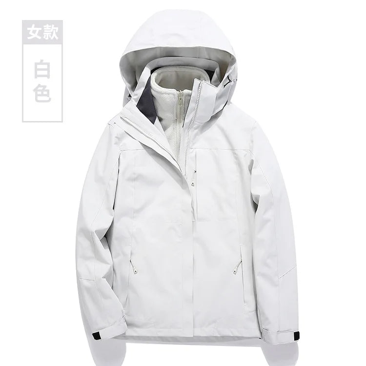 Men's and Women's Three-in-One Waterproof Windbreaker with Zipper Closure for Autumn/Winter Outdoor Sports Wholesale