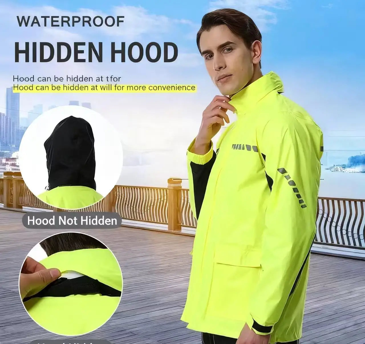 Motowolf Waterproof Nylon Motorcycle for Poncho Rainsuit for Adults for Summer & Winter Travel & Outdoor Activities Camping