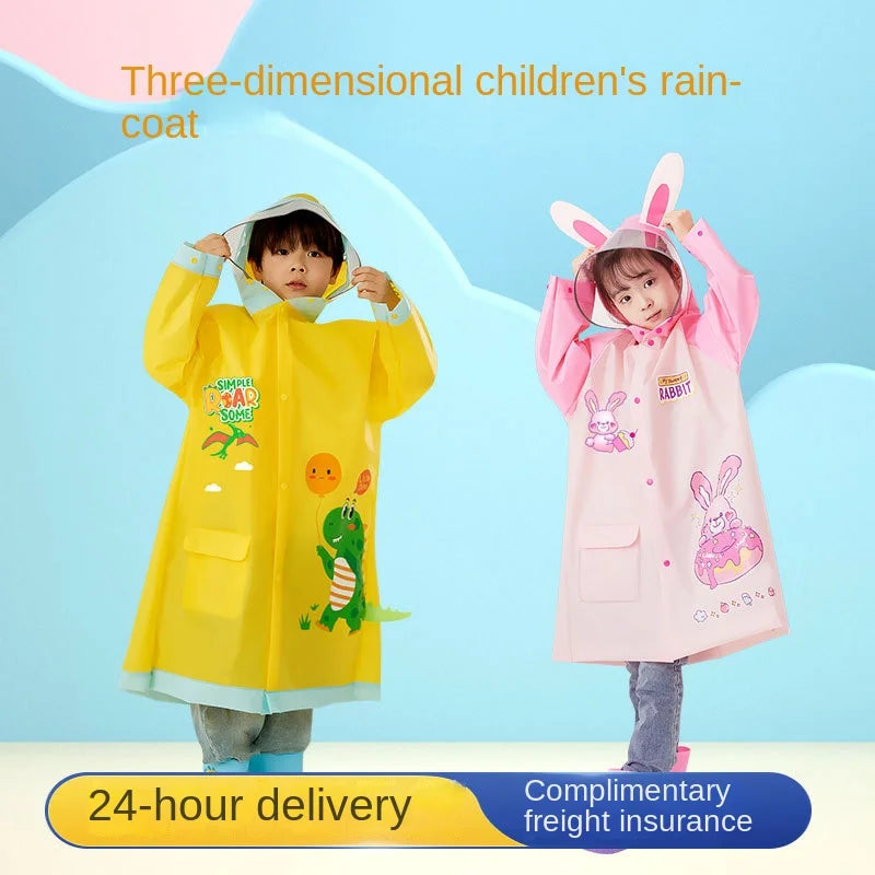 Wholesale Cartoon Eva Children's Waterproof Raincoat Schoolbag Thick Student Raincoat for Outdoor Use Non-Disposable for Girls