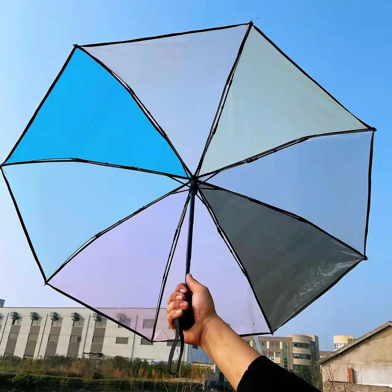 Celebrities' Choice Automatic Folded Bubble Canopy Clear Umbrella for Children Pongee Fabric Sunshade for Travel