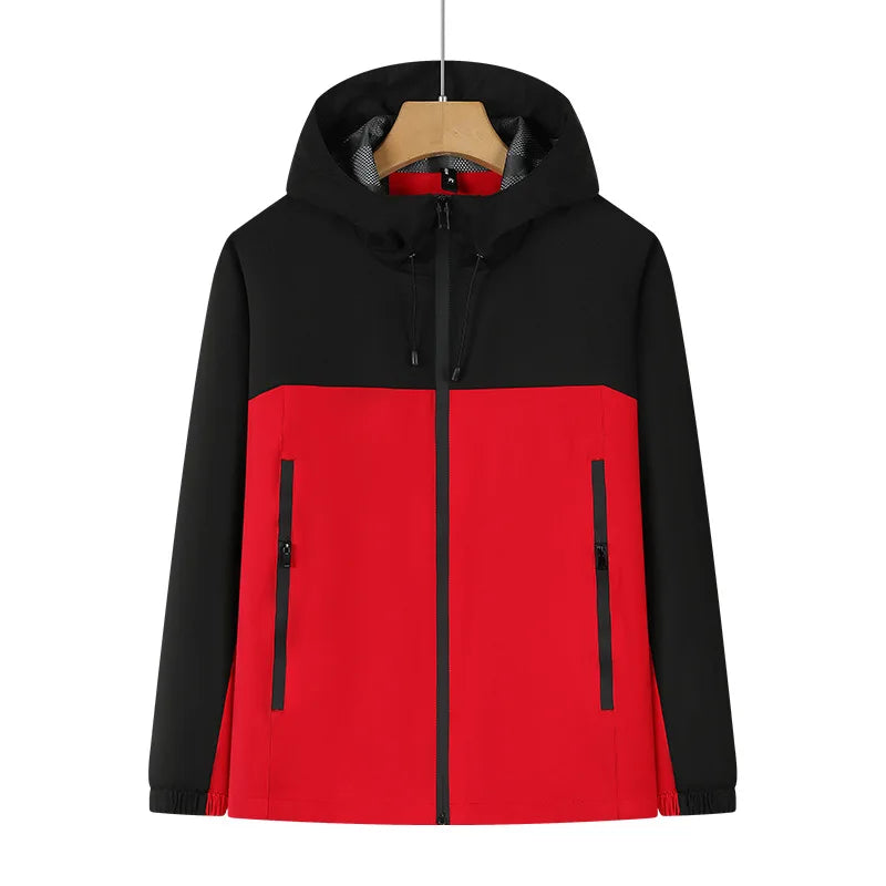 Outdoor Hiking Jackets Men Women 3D Embroidered Silk Screen Printed Custom Logo Thin Waterproof Windproof Hooded Zipper Closure